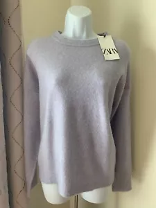 Zara helllila Wolle Alpaka Mischung Oversize Boxy Pullover Damen Medium-Neu mit Etikett - Bild 1 von 12