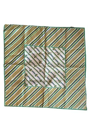 Bufanda Vintage Verde Amarillo Blanco Cuadrada Tira Geométrica Mod Poliéster Foto 1 de 4