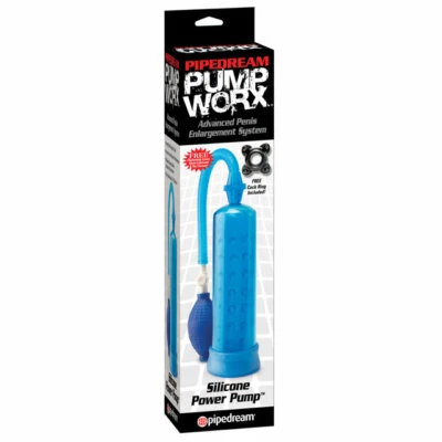 Pump Worx Silicone Power penis-pump Blue Cock Stretcher Male Enlargement Device - Image 1 of 3