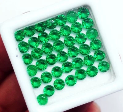 MM Size Emerald Colombian 50 Pcs Lot Round Shape Loose Gemstone P598 - Image 1 of 4