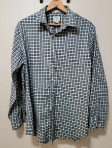 VTG LL BEAN Plaid Men's Size L REG Long Sleeve Button Down Dark Plaid Shirt - Picture 1 of 4