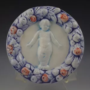 TARGA VINTAGE ITALIA CERAMICA DELLA ROBBIA ROBBIANA NEONATO BIMBO GESÙ 6" - Foto 1 di 1