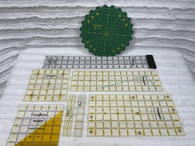 Omnigrid Ruler ASSORTMENT & Rotating Cutting Board Quilting Sewing Template Lot - Image 1 of 4