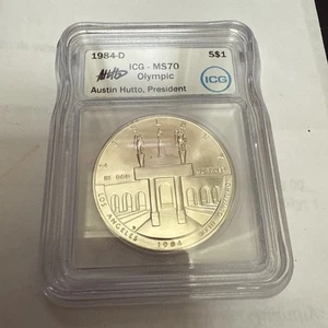 1984-D MS70 Olympic Austin Hutto Signed ICG - Picture 1 of 2
