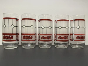 Vintage Coca Cola Trinkglas Tiffany Stil rot matt Buntglas 5er Set - Bild 1 von 9