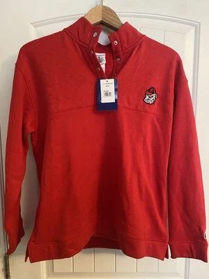 全新 带标签 男式 Champion University Of Georgia Bulldogs Snap Button 毛衣,红色, — 第 1/4 张图片