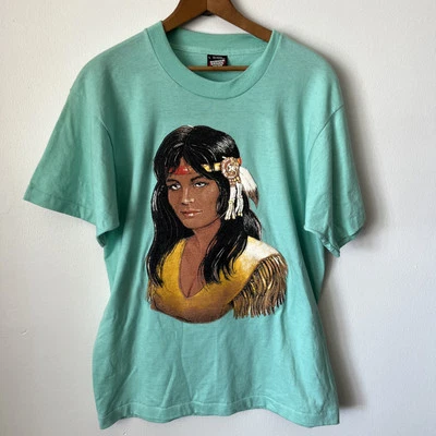 VTG Screen Stars Native 80s Tribal American Indian Indigenous Single Stitch USA - Image 1 of 4