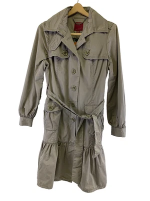 Ted Baker оборки Тренч подпоясанный куртка кнопка с воротником серый хлопок женщин 4 - Изображение 1 из 4