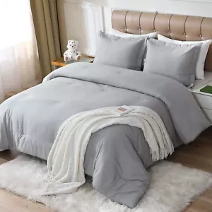 3 PCS Comforter Set Warm Bedding for All Seasons 1 Duvet 2 Pillow Shams Bed Set - Picture 1 of 92