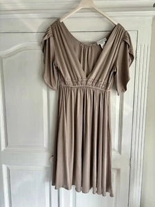 Paul & Joe Taupe Silk dress v- neck size 40 UK 10/12. - Picture 1 of 4