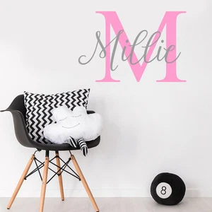 Custom Girls Name Nursery Wall Sticker Wall Decal Kids Baby Bedroom Initial - Picture 1 of 3