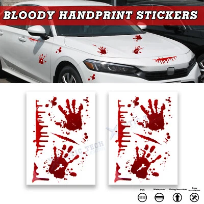 For Honda Accord Civic Odyssey Red Bleeding Horror Hands Car Front Hood Stickers - Image 1 of 4