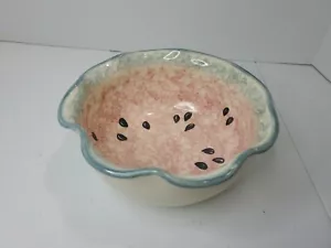 Vintage Marshall Texas Ellis Pottery Signed/ Watermelon Design Serving Bowl - Picture 1 of 7