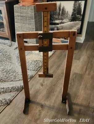 Antique Pin-It Dress Skirt Hem Marker Measure Sewing Tool Wood & Metal 7"-21" - Image 1 of 4