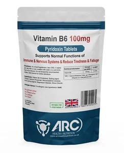 Vitamin B6 Pyridoxine 100mg Supplement Tablets for men & women , Vegans -UK made - Picture 1 of 12