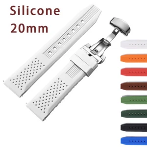 Correa de reloj de silicona de goma gruesa impermeable de 20 mm de liberación rápida - Imagen 1 de 26