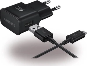 CHARGEUR SECTEUR + CABLE USB ORIGINAL SAMSUNG NOIR RECHARGE CHARGE RAPIDE 2A - Photo 1/42
