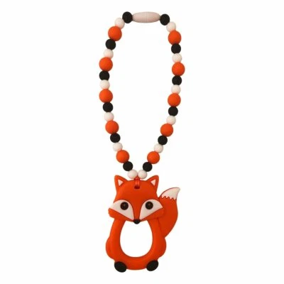Nummy Beads Orange Fox Baby Carrier Silicone Teether Toy - Image 1 of 3