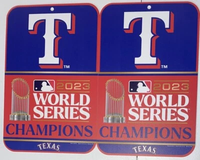 Lot of 2 Texas Rangers 2023 World Series Champions 11x17 Plastic Sign MLB - Image 1 of 4