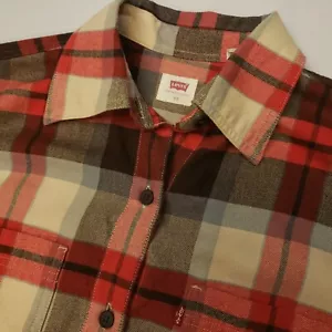 Levi's Womens Flannel Shirt XS EXTRA SMALL Red Relaxed OVERSIZED Cotton 100% - Picture 1 of 14