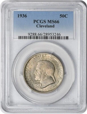 1936 Cleveland Commemorative Half MS66 PCGS Mint State 66 - Image 1 of 2