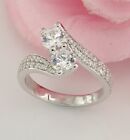 4ct Round Cubic Zirconia Forever Us Two Stone Bypass Ring In 14k White Gold Over