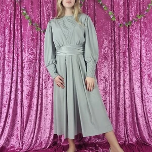 Vintage 1980er Jahre Annie Gough für Harrods grün grau Brautmutter Kleid 14 bis 16 - Bild 1 von 4
