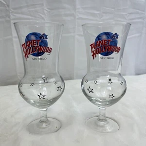 2er Set Vintage Planet Hollywood San Diego 8,25" 16oz Souvenir Hurricane Glasse - Bild 1 von 5