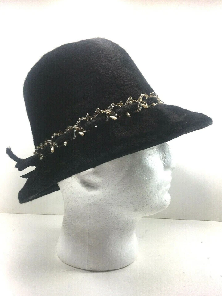 Sombrero de piel Coralie vintage para mujer hecho en Unión 16010 importado en EE. UU. Italia Foto 1 de 4