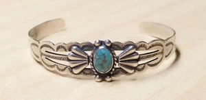 SILVER PRODUCTS COIN SILVER bangle bracelet Fred Harvey style - Picture 1 of 3