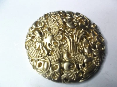 独特金色黑色黑曜石龙吊坠护身符好运健康爱情 — 第 1/4 张图片