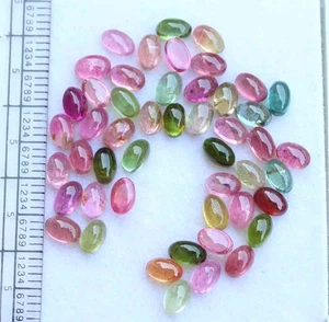 47 Stck. Natürlicher Multi Turmalin Oval Cabochon Lose Edelsteine Lot 3*5 MM 18,40 CT - Bild 1 von 5