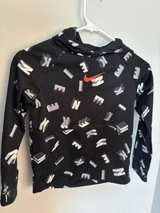 Youth Boys Nike Therma Fit Sweatshirt Hoodie Block Letter Black Size Youth Small - Picture 1 of 10