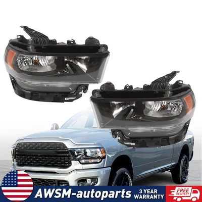 For 2019-2024 Dodge Ram 2500 3500 4500 5500 Headlight & Turn Signal Lamp Black Foto 1 de 4