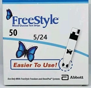 Abbott Freestyle Diabetic Blood Glucose Test Strips .5/24  fest shipping - Picture 1 of 1
