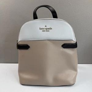 KATE SPADE Staci Dome Leather Colorblock Saffiano Medıum Backpack Warm Beige - Picture 1 of 12