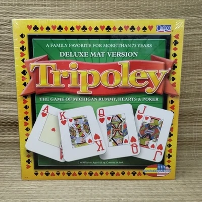 Tripoley 豪华垫 密歇根州游戏 Rummy Hearts & Poker 密封 全新 — 第 1/2 张图片