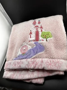 Disney Baby Cinderella Castle Pink Plush Satin Embroidered Crib Blanket READ - Picture 1 of 24