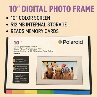 Polaroid 10" Digital Photo Frame XSA-10169S New LCD Memory Card ReaderBrand New - Image 1 of 4