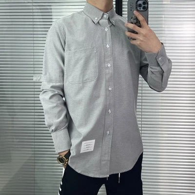 Thom Browne Men's Solid Color Comfort Versatile Casual Long Sleeve Shirt - Image 1 of 4