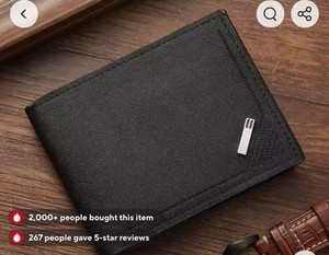Cartera corta de cuero esmerilado para hombre, soporte para fotos de bolsillo para monedas de múltiples ranuras - Imagen 1 de 5