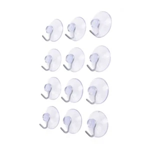 12 X Ventouse Plastique Transparente 30 mm avec Crochet Métal Salle de Bain - Bild 1 von 2