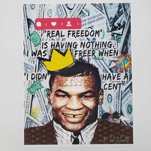 Mike Tyson Pop Art USA MONEY ART STAMPA arte originale NY artista graffiti VOMITO - Foto 1 di 3