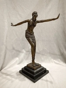SALE £100 ! COLLECTION ONLY J.B.DEPOSEE GENUINE HOT CAST BRONZE ART DECO FIGURE - Picture 1 of 8