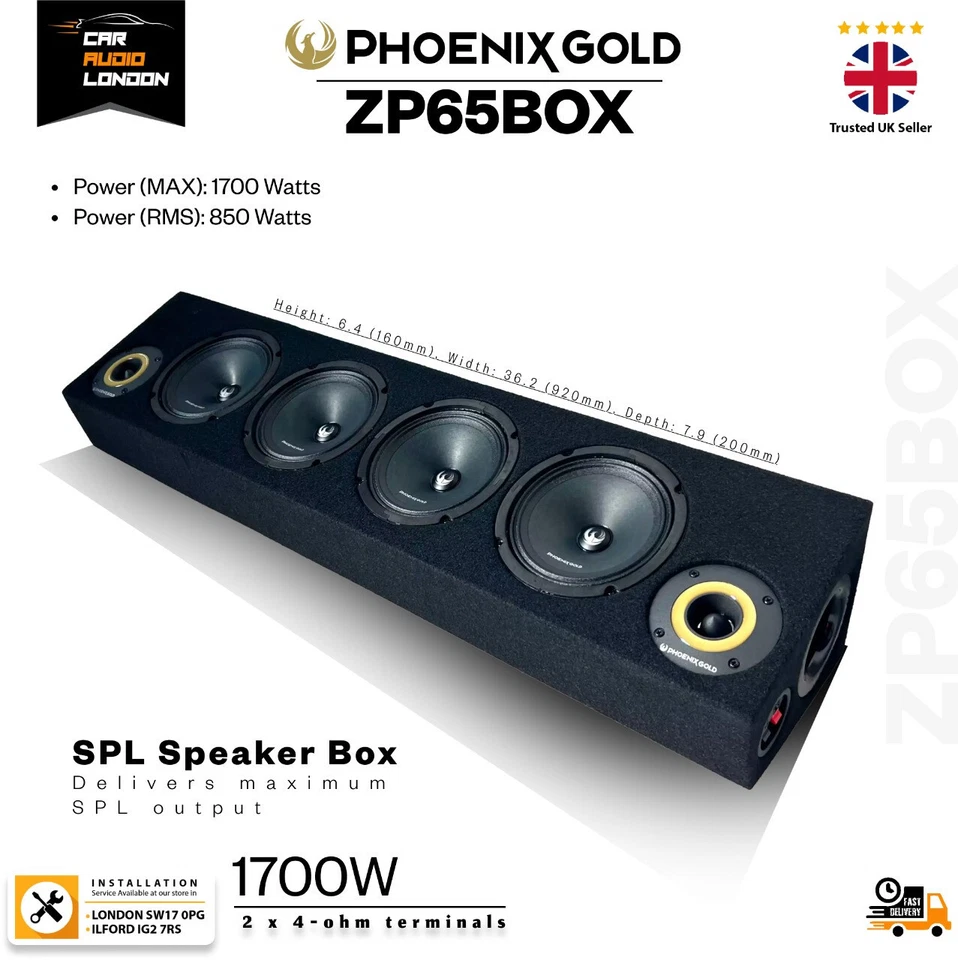 Caja de altavoz Phoenix Gold ZP65BOX 1700W 4 x 6,5" Mid-Bass + 2 tweeters Foto 1 de 4