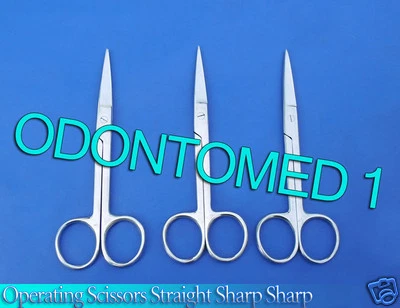 12 Operating Dissecting Surgical Scissors 4.5" Straight Sharp Sharp Blades  - Image 1 of 3