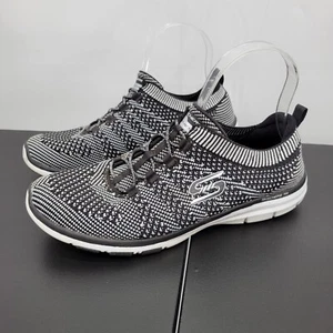 Skechers Womens 9.5 Galaxies Trainer Black White Sneakers Air Cooled Memory Foam - Picture 1 of 12