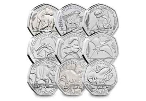 2020-2024 Dinosaurier 50p Münzen Fifty Pence inkl. Megalosaurus & Tyrannosaurus - Bild 1 von 19