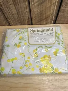 Vintage NIP Springmaid Double Flat Sheet 81 x 104 White Yellow Flower - Picture 1 of 3
