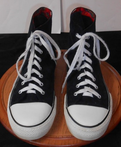 CONVERSE dELiA*s JASPER SNEAKER HIGH TOP VELLUTO NERO con base e cappuccio bianchi con etichette TG. 9!